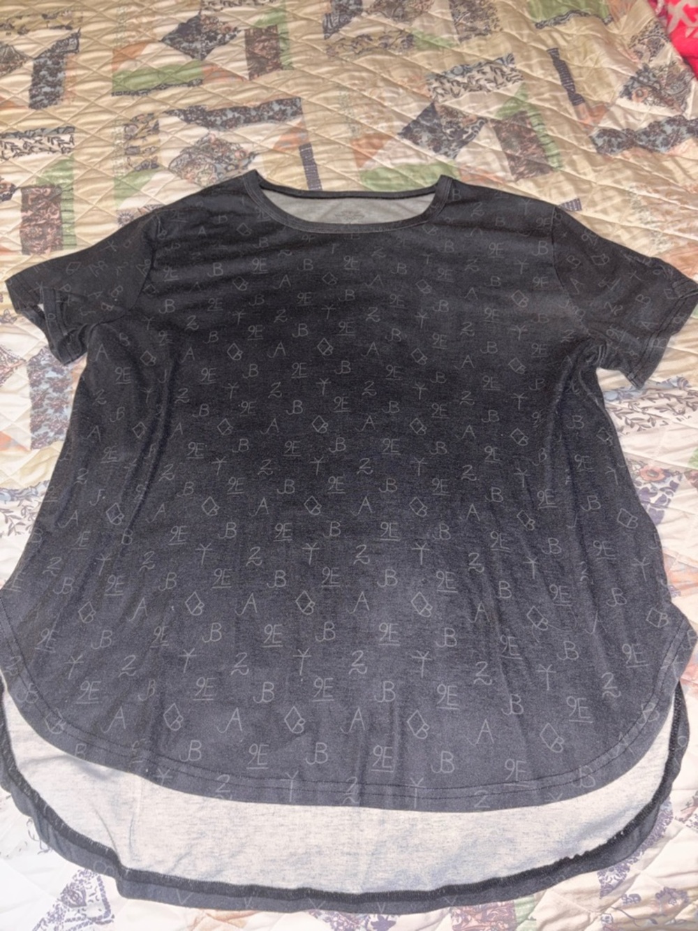 Crazy Train Black Short Sleeve Tee with Subtle Monogram Print